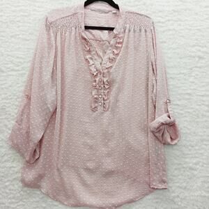 Blouse Size 18/20 Dusty Pink Romantic Coquette Soft Fairy Sheer Feminine Top Y2K